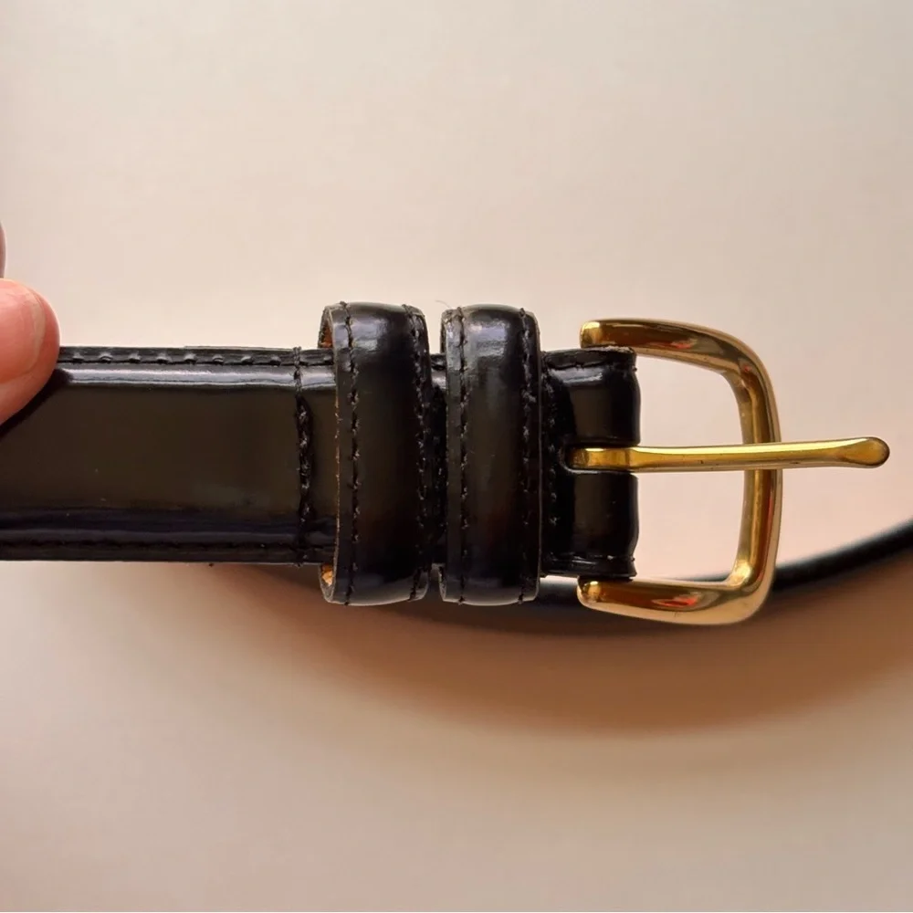 Liberty of London Men’s Leather Belt in Black, 42-105, Burnished Cowhide